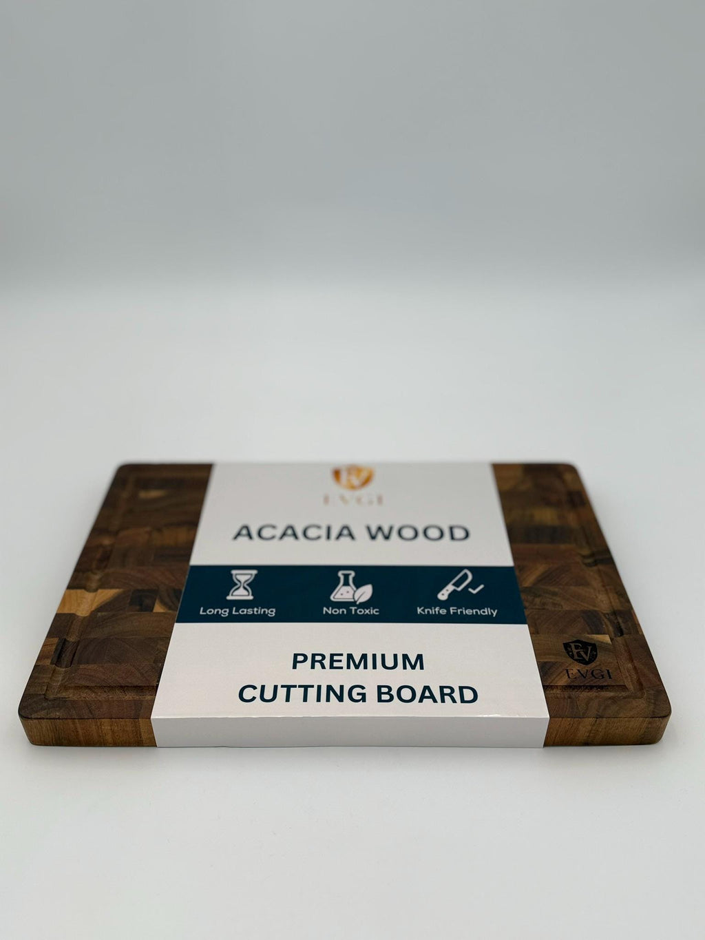 Customized Acacia End Grain Cutting Board, Knife-Friendly Charcuterie Block with Juice Groove & Handles