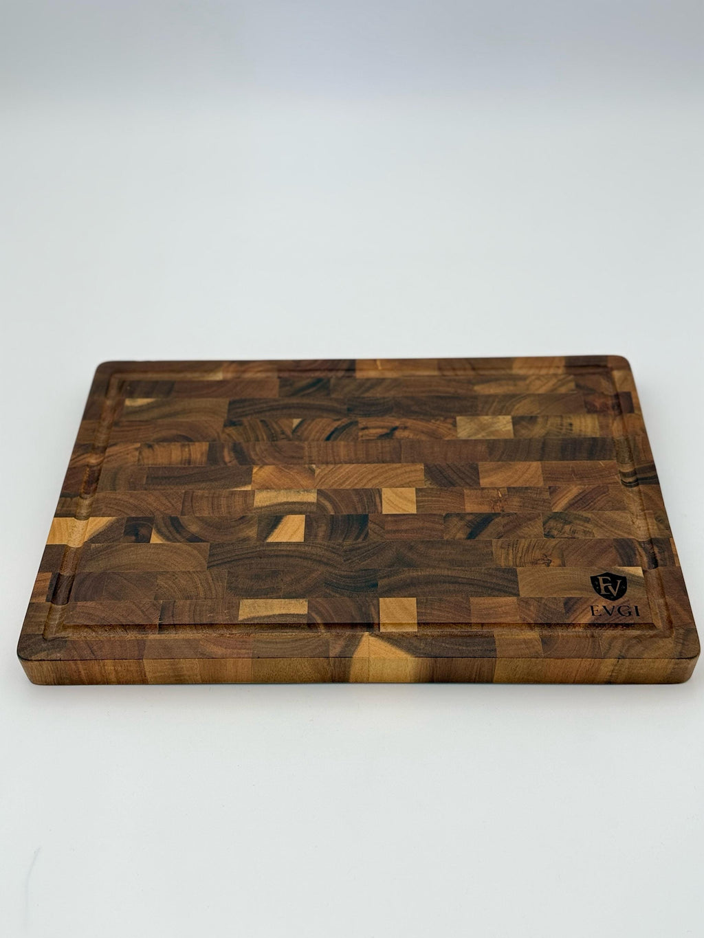 Customized Acacia End Grain Cutting Board, Knife-Friendly Charcuterie Block with Juice Groove & Handles