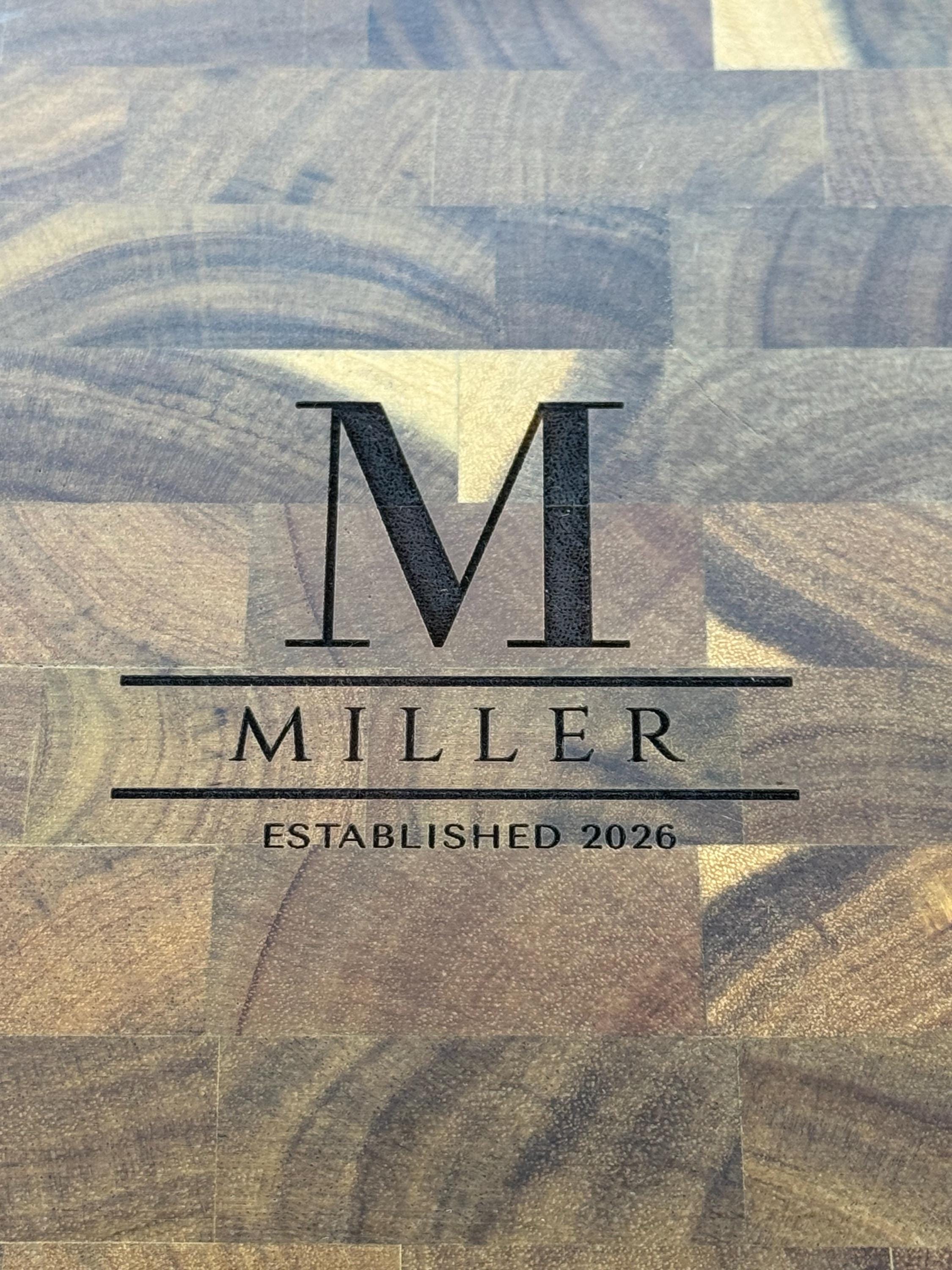 Customized Acacia End Grain Cutting Board, Knife-Friendly Charcuterie Block with Juice Groove & Handles
