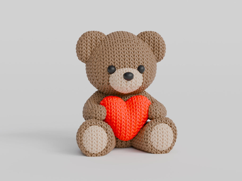 Teddy Bear Holding Heart – Valentine Gift, 3D Printed Bear Figurine