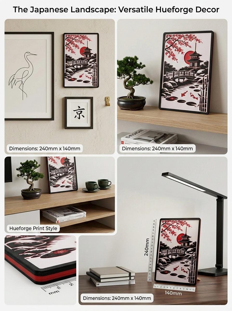 Japanese Pagoda Koi Pond Art | 3D Printed Zen Landscape Decor (240mm x 140mm)