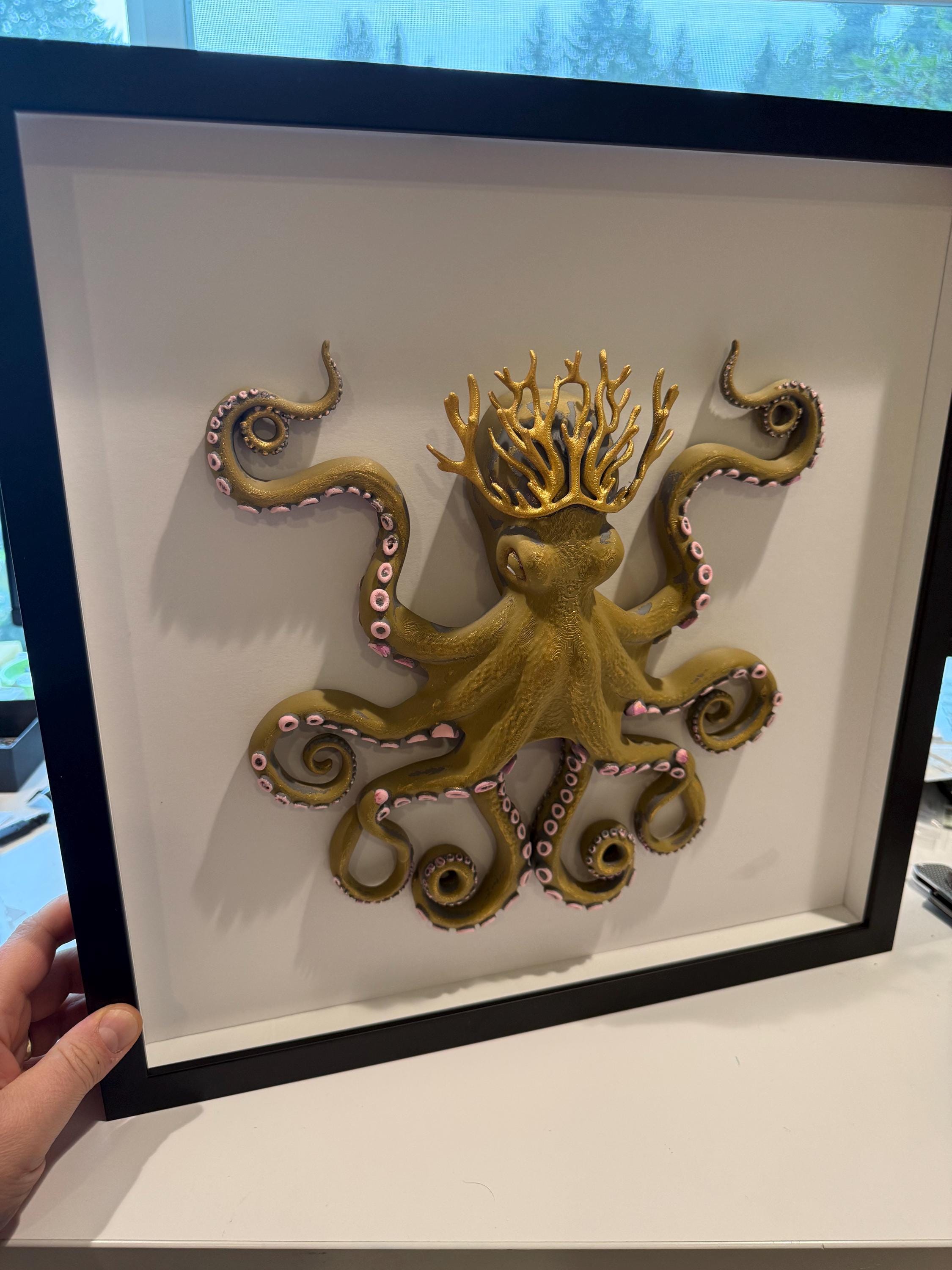 Coral Crown Octopus Sculpture – Ocean Inspired 3D Octopus Wall Art – Coastal Collection Decor