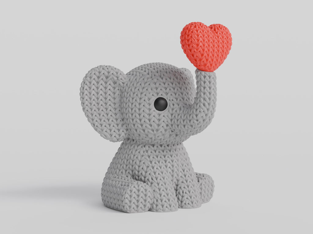 Knitted Elephant Blowing Heart Decoration