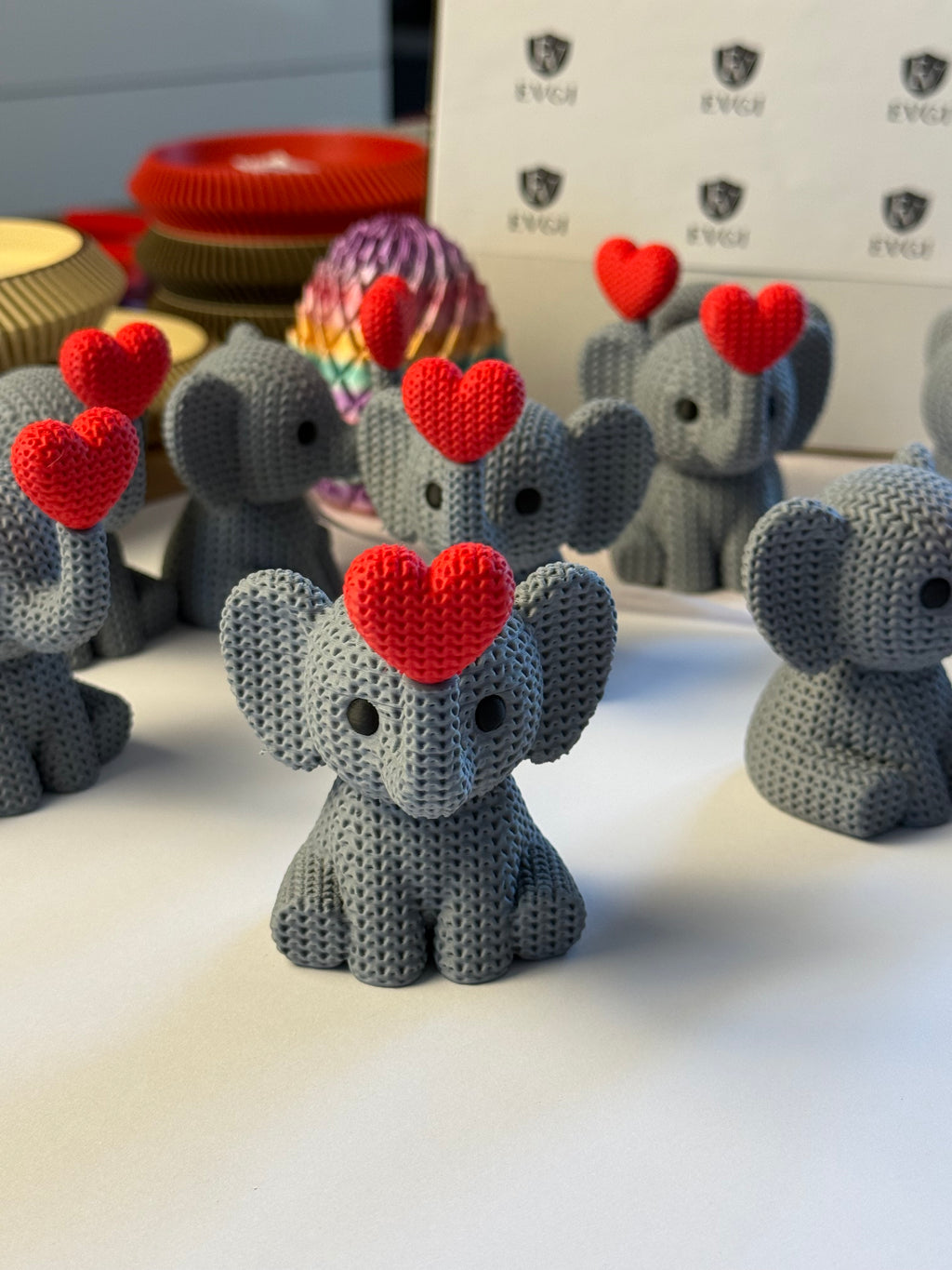 Knitted Elephant Blowing Heart Decoration