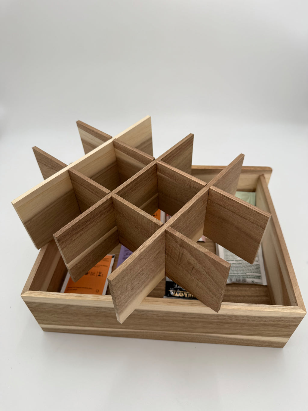 Personalized Acacia Wood Tea Box Organizer, Custom Engraved Tea Storage Drawer, Tea Lover Gift, Kitchen Tea Chest, 12 Compartments