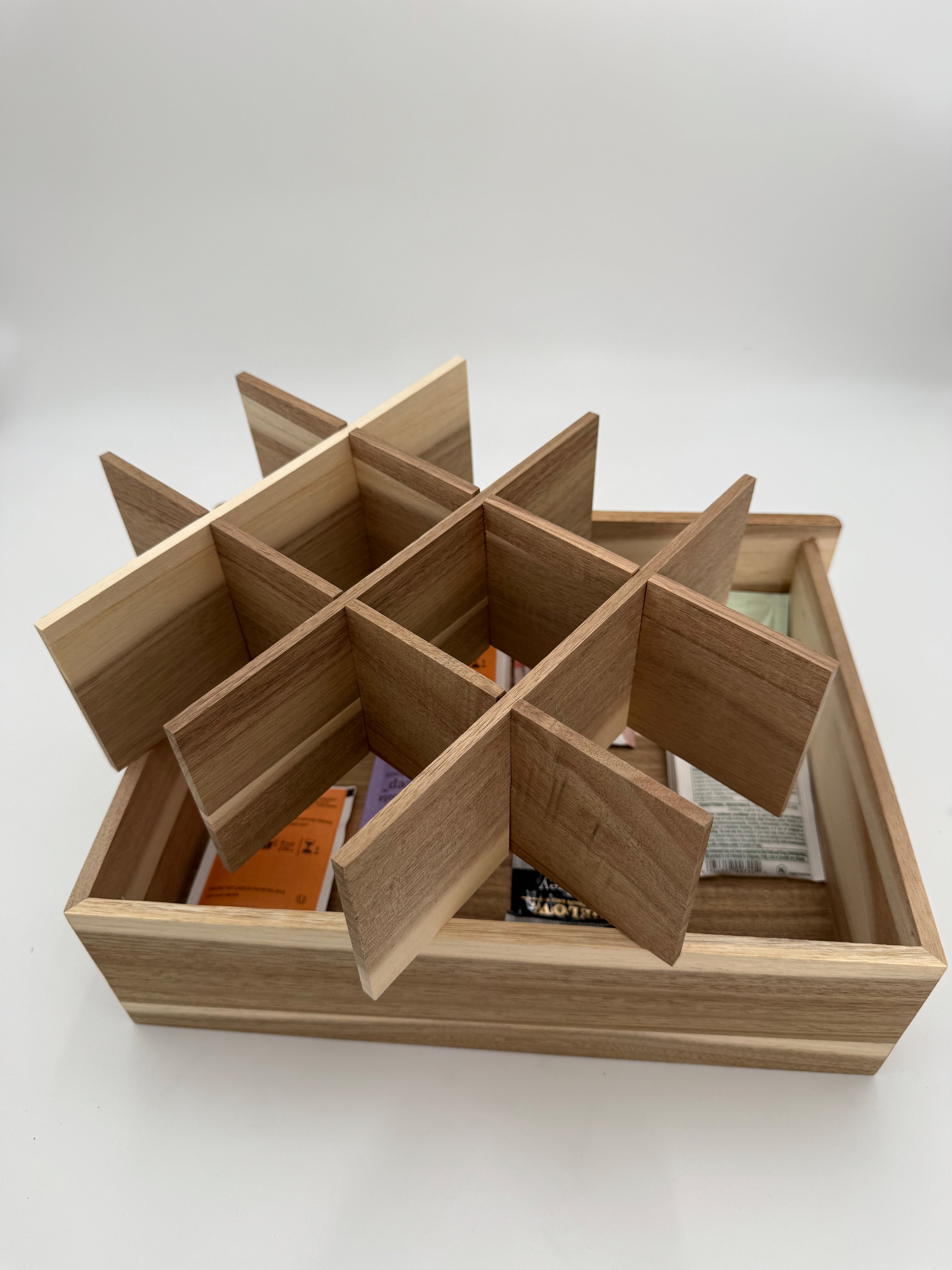 Personalized Acacia Wood Tea Box Organizer, Custom Engraved Tea Storage Drawer, Tea Lover Gift, Kitchen Tea Chest, 12 Compartments