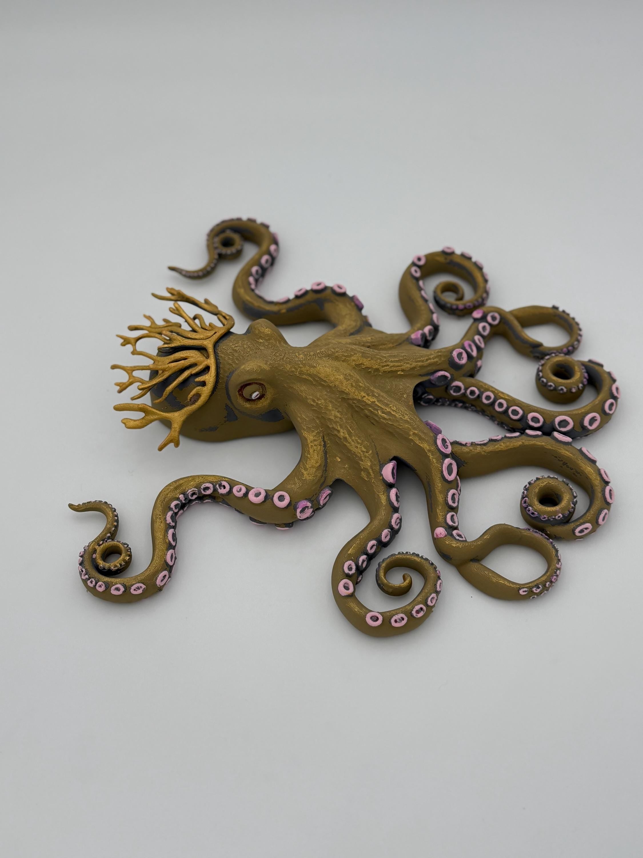 Coral Crown Octopus Sculpture – Ocean Inspired 3D Octopus Wall Art – Coastal Collection Decor