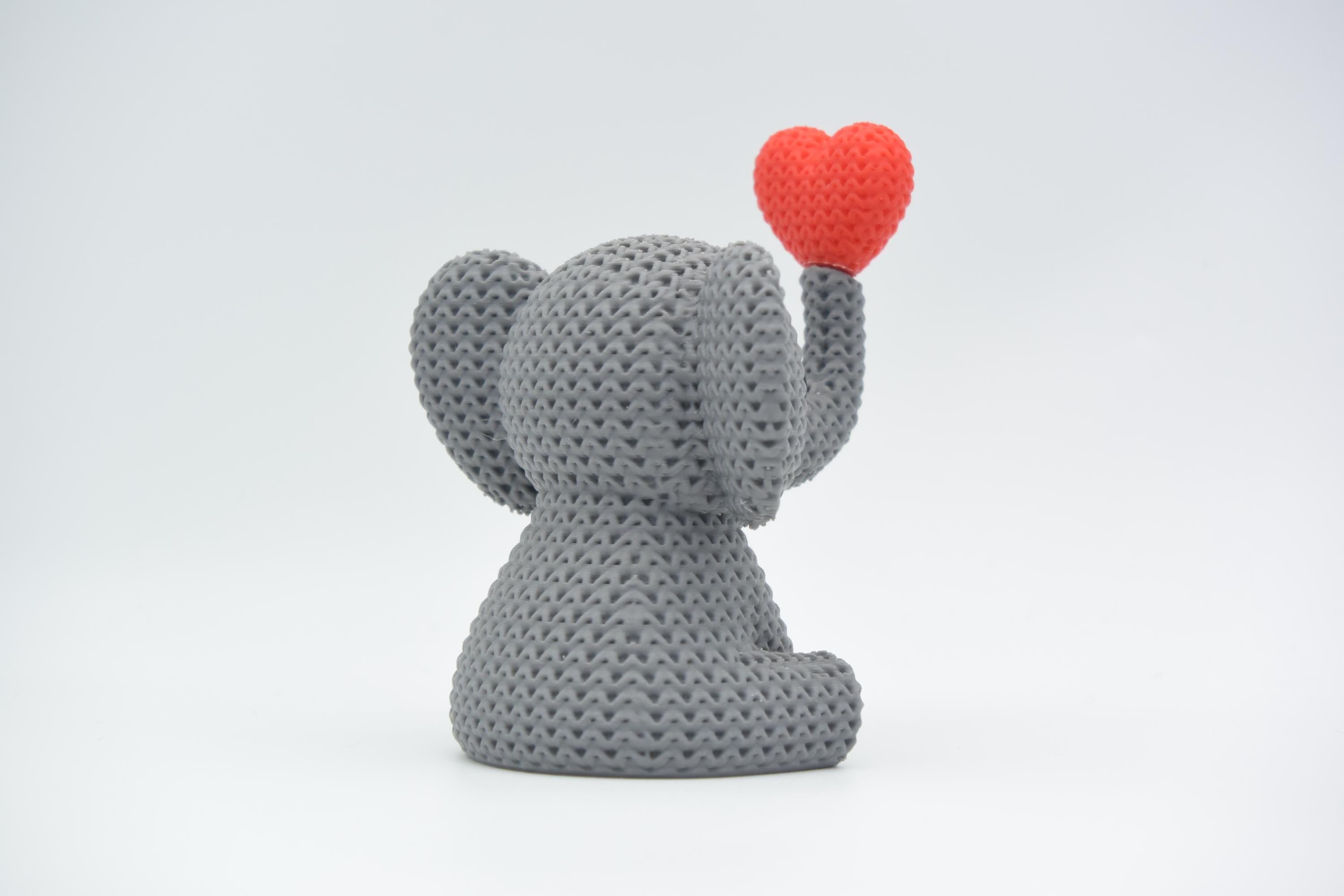 Knitted Elephant Blowing Heart Decoration