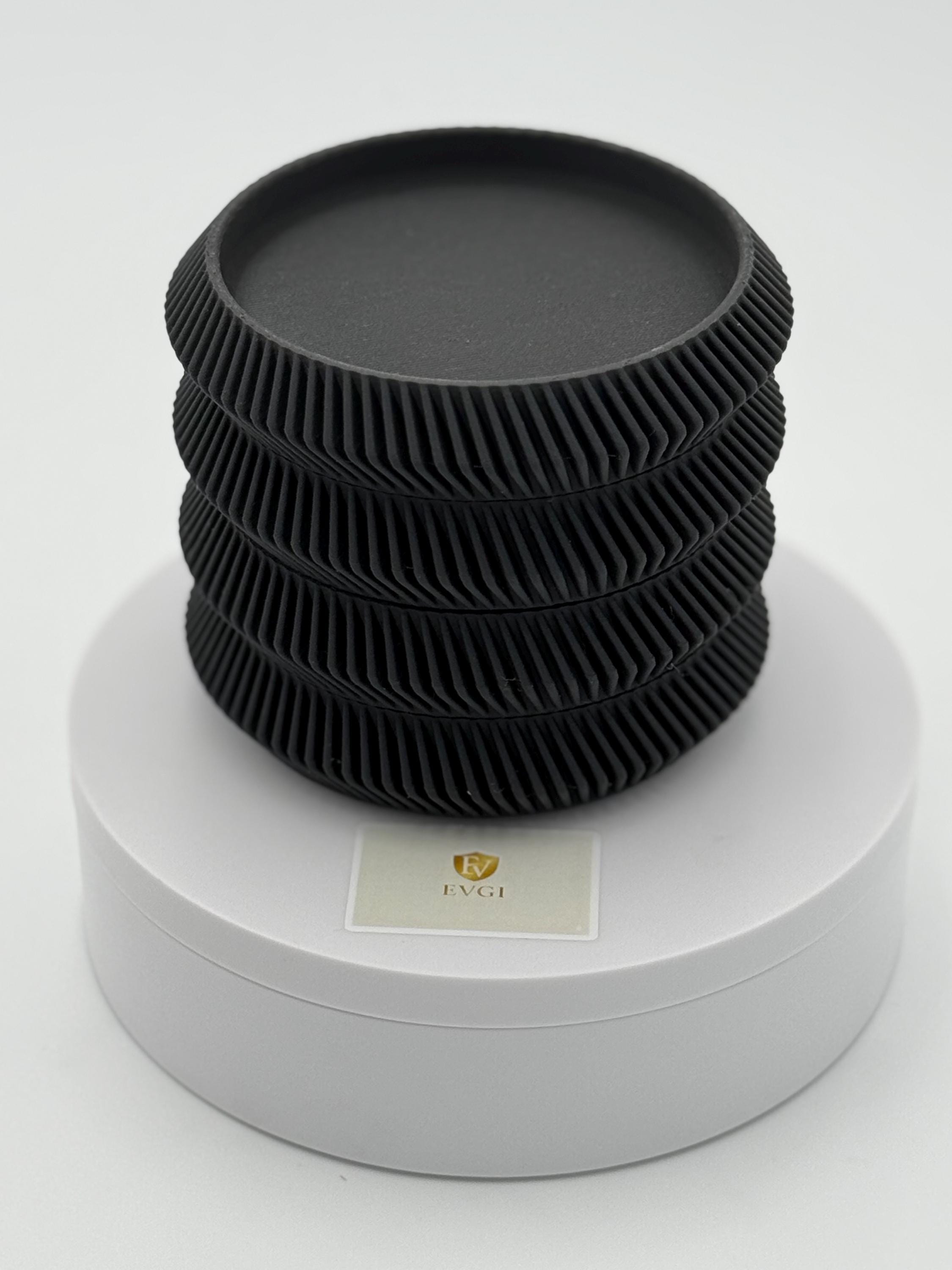 Minimalist Drink Coasters | Modern Curvy Ribbed Design | Protect and Decorate tables