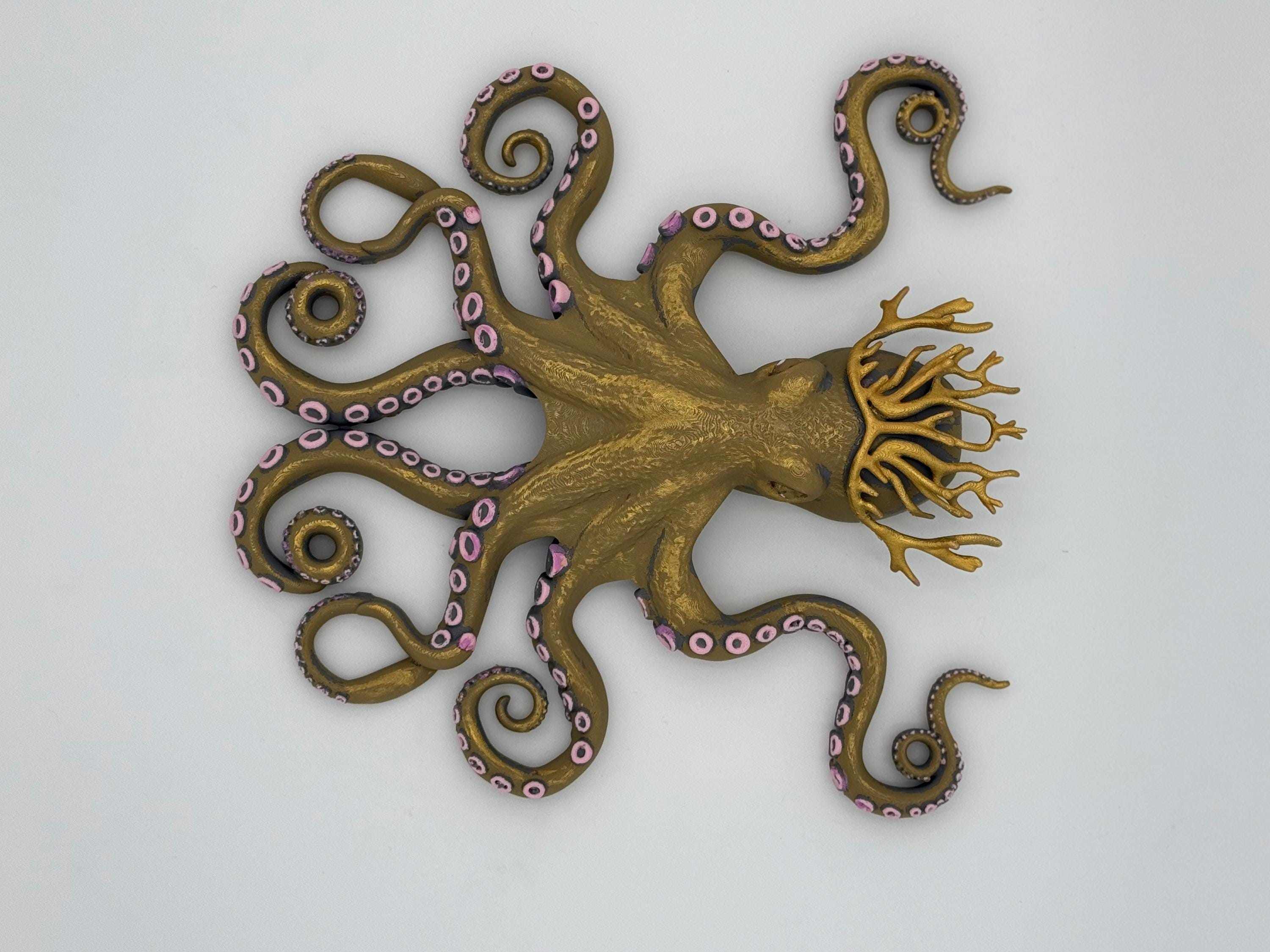 Coral Crown Octopus Sculpture – Ocean Inspired 3D Octopus Wall Art – Coastal Collection Decor