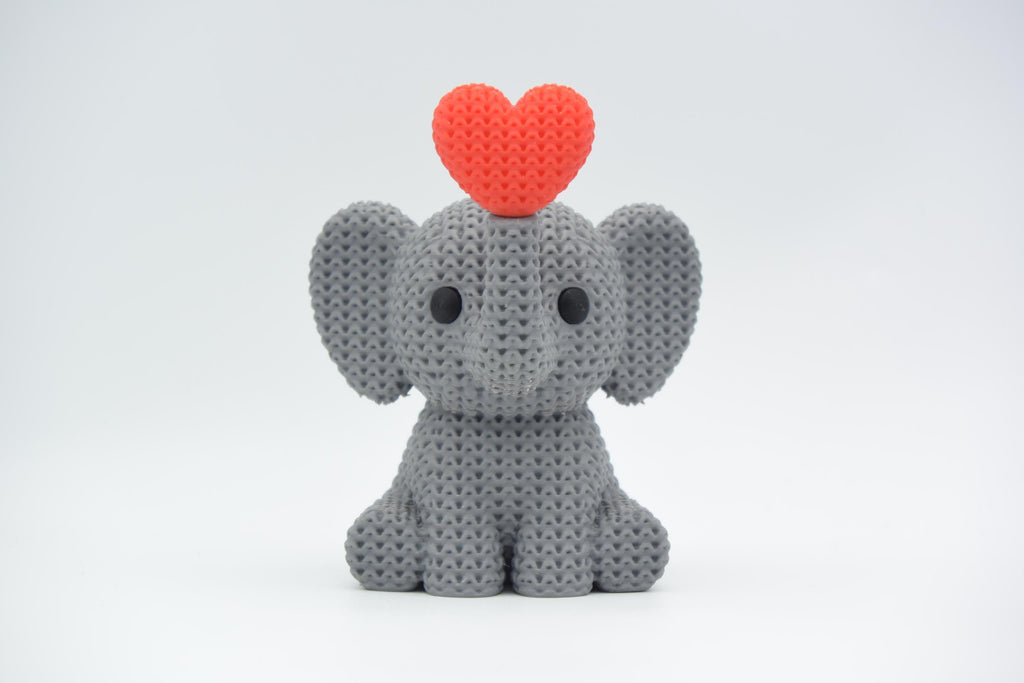 Knitted Elephant Blowing Heart Decoration